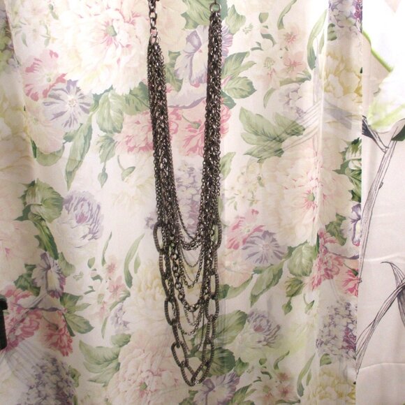 VINTAGE Metallic Grey Multi-Chain Necklace~48" Waist Length Convertible Necklace - Picture 5 of 11